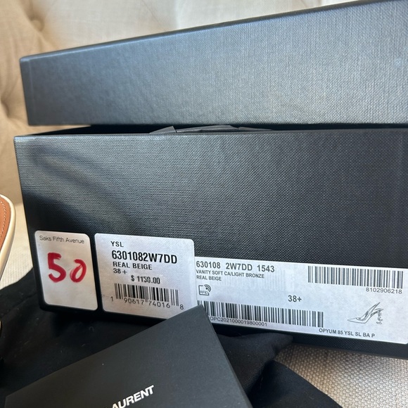 Saint Laurent YSL Opyum Logo-Heel Leather Slingback Pumps - Picture 15 of 16